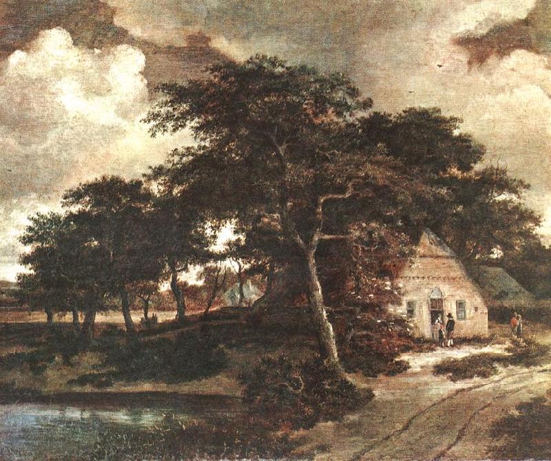 HOBBEMA, Meyndert Landscape with a Hut f